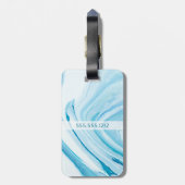 Étiquette À Bagage Monogramme de marbre bleu (Dos Vertical)