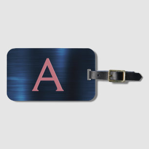 Étiquette À Bagage Monogramme de métal brossé Rose Gold Nom et initia