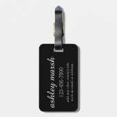 Étiquette À Bagage Monogramme de Motif à bison vert et noir (Dos Vertical)