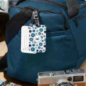 Étiquette À Bagage Monogramme de Motif de l'oeil bleu blanc grec