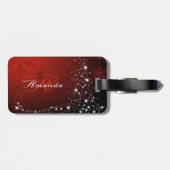 Étiquette À Bagage Monogramme de Noël Etoiles blanches Arbre Red Snow (Dos horizontal)
