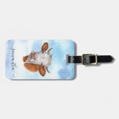 Étiquette À Bagage Monogramme de nom aquarelle amateur de vaches (Devant horizontal)