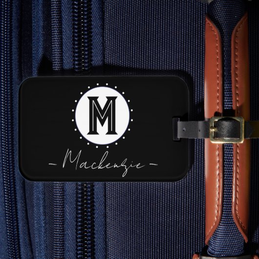Étiquette À Bagage Monogramme de nom de famille initial Cercle (Insitu Rectoal 4)
