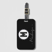 Étiquette À Bagage Monogramme de nom de famille initial Cercle (Devant Vertical)