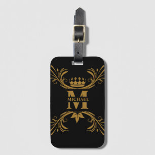 Étiquette À Bagage Monogramme de nom d'or Art déco vintage