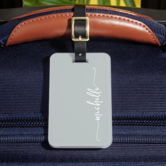 Étiquette À Bagage Monogramme de nom en écriture calligraphique verte (Insitu Rectoal 2)