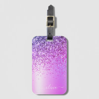 Monogramme de nom en métal pailleté violet