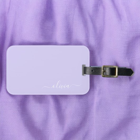 Étiquette À Bagage Monogramme de nom moderne écriture girly lavande v