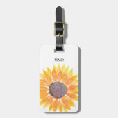 Étiquette À Bagage Monogramme de nom Tournesol jaune (Devant Vertical)