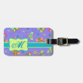 Étiquette À Bagage Monogramme de papillon Whimsy moderne (Devant horizontal)