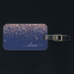 Étiquette À Bagage Monogramme de Parties scintillant bleu marine rose<br><div class="desc">Rose Gold - Blush Pink et Navy Blue Sparkle Parties scintillant Monogramme Nom Bagage Bag. Cela rend le cadeau parfait pour 16 ans,  mariage,  douche nuptiale,  baby shower ou bachelorette pour quelqu'un décorant sa chambre dans le style.</div>