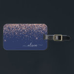 Étiquette À Bagage Monogramme de Parties scintillant bleu marine rose<br><div class="desc">Rose Gold - Blush Pink et Navy Blue Sparkle Parties scintillant Monogramme Nom Bagage Bag. Cela rend le cadeau parfait pour 16 ans,  mariage,  douche nuptiale,  baby shower ou bachelorette pour quelqu'un décorant sa chambre dans le style.</div>