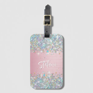 Étiquette À Bagage Monogramme de Parties scintillant moderne Blush Ho