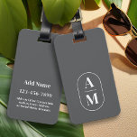 Étiquette À Bagage Monogramme de pilule minimaliste moderne - Gris<br><div class="desc">Un design tendance et élégant pour votre tag. Des lignes modernes et minimes en font un ajout élégant à vos bagages ou à votre sac.</div>