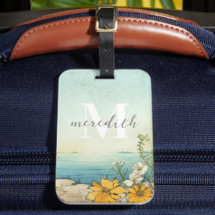 Étiquette À Bagage Monogramme de plage vintage