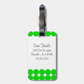 Étiquette À Bagage Monogramme de point Polka bleu et vert (Dos Vertical)