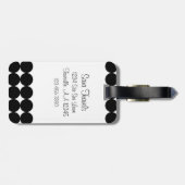 Étiquette À Bagage Monogramme de point Polka Noir (Dos horizontal)