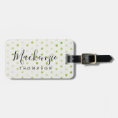 Étiquette À Bagage Monogramme de points d'aquarelle verte (Devant horizontal)