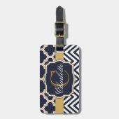 Étiquette À Bagage Monogramme de Quatrefol Chevron (Devant Vertical)