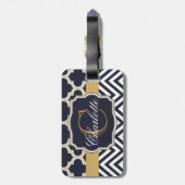 Étiquette À Bagage Monogramme de Quatrefol Chevron (Dos Vertical)