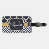 Étiquette À Bagage Monogramme de Quatrefol Chevron (Dos horizontal)