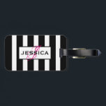 Étiquette À Bagage Monogramme de rayures noir et blanc moderne<br><div class="desc">Elégant motif rayures noir et blanc. Des étiquettes de bagages entièrement personnalisables. Si vous avez besoin d'aide pour customiser un de mes designs,  contactez le concepteur ArtOnWear. Mise en forme de texte gratuite avec aide en direct disponible sur demande.</div>