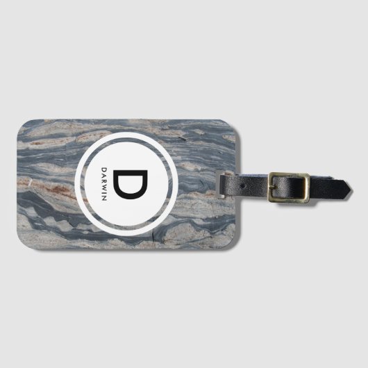 Étiquette À Bagage Monogramme de roche en calcaire Boudiné (Devant Horizontal)