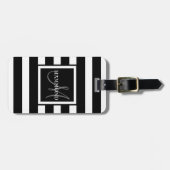 Étiquette À Bagage Monogramme de script | Moderne (Devant horizontal)