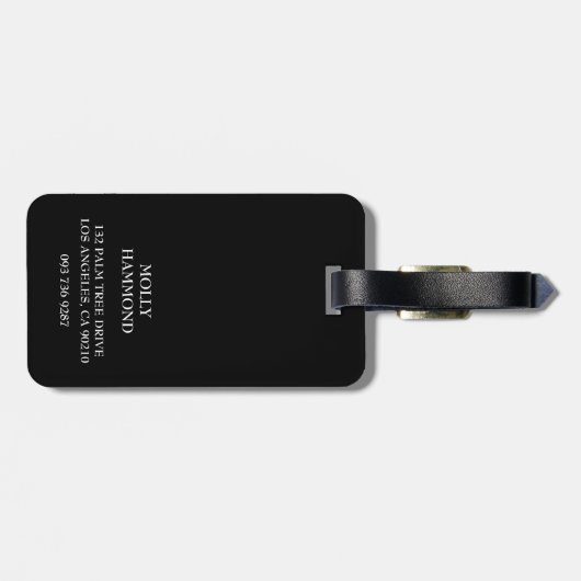 Étiquette À Bagage Monogramme de script | Moderne (Dos horizontal)