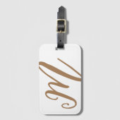 Étiquette À Bagage Monogramme de script personnalisé Nom Or moderne (Devant Vertical)