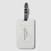 Étiquette À Bagage Monogramme de script sophistiqué initial moderne (Devant Vertical)