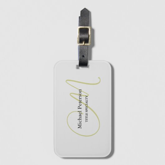 Étiquette À Bagage Monogramme de script sophistiqué initial moderne (Devant Vertical)