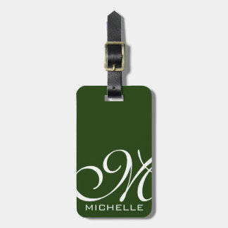 Étiquette À Bagage Monogramme de script vert