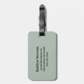 Étiquette À Bagage Monogramme de script vert Sage (Dos Vertical)