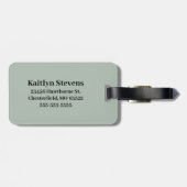 Étiquette À Bagage Monogramme de script vert Sage (Dos horizontal)