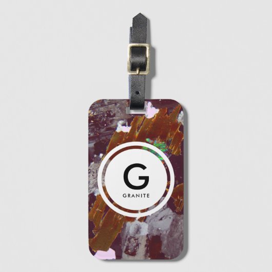 Étiquette À Bagage Monogramme de section mince de roche ignée (Devant Vertical)