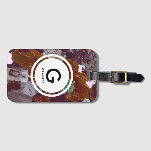 Étiquette À Bagage Monogramme de section mince de roche ignée (Devant Horizontal)