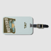 Étiquette À Bagage Monogramme de silhouette rétro de l'Oregon (Devant Horizontal)