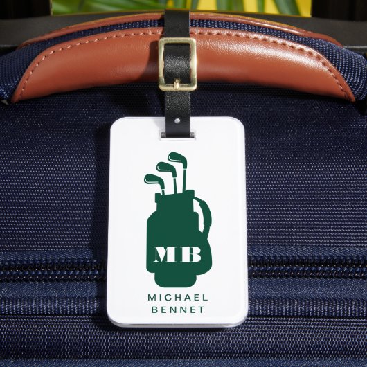 Étiquette À Bagage Monogramme de sport de golf vert moderne (Insitu Rectoal 2)
