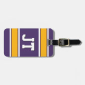 Étiquette À Bagage Monogramme de sport violet et or (Devant horizontal)