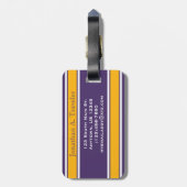 Étiquette À Bagage Monogramme de sport violet et or (Dos Vertical)