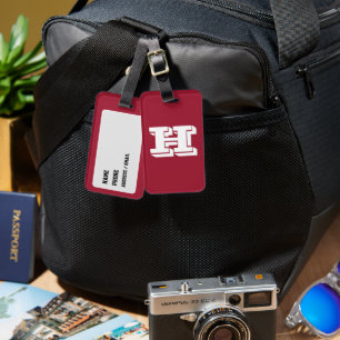 Étiquette À Bagage Monogramme de style de couleur de fierté scolaire 