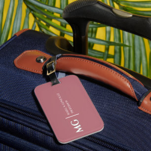 Étiquette À Bagage Monogramme de style tendance en or rose moderne