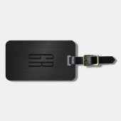 Étiquette À Bagage Monogramme de texture d'aluminium brossé noir (Devant horizontal)