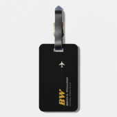 Étiquette À Bagage monogramme de vélo urbain noir (Dos Vertical)