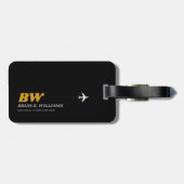 Étiquette À Bagage monogramme de vélo urbain noir (Dos horizontal)