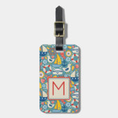 Étiquette À Bagage Monogramme de vie marine mignonne (Devant Vertical)