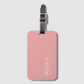 Étiquette À Bagage Monogramme de voyage, rose blush (Devant Vertical)