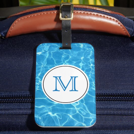 Étiquette À Bagage Monogramme d'eau de piscine bleu étincelant (Insitu Rectoal 2)