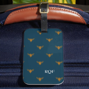 Étiquette À Bagage Monogramme des initiales Motifs d'abeilles